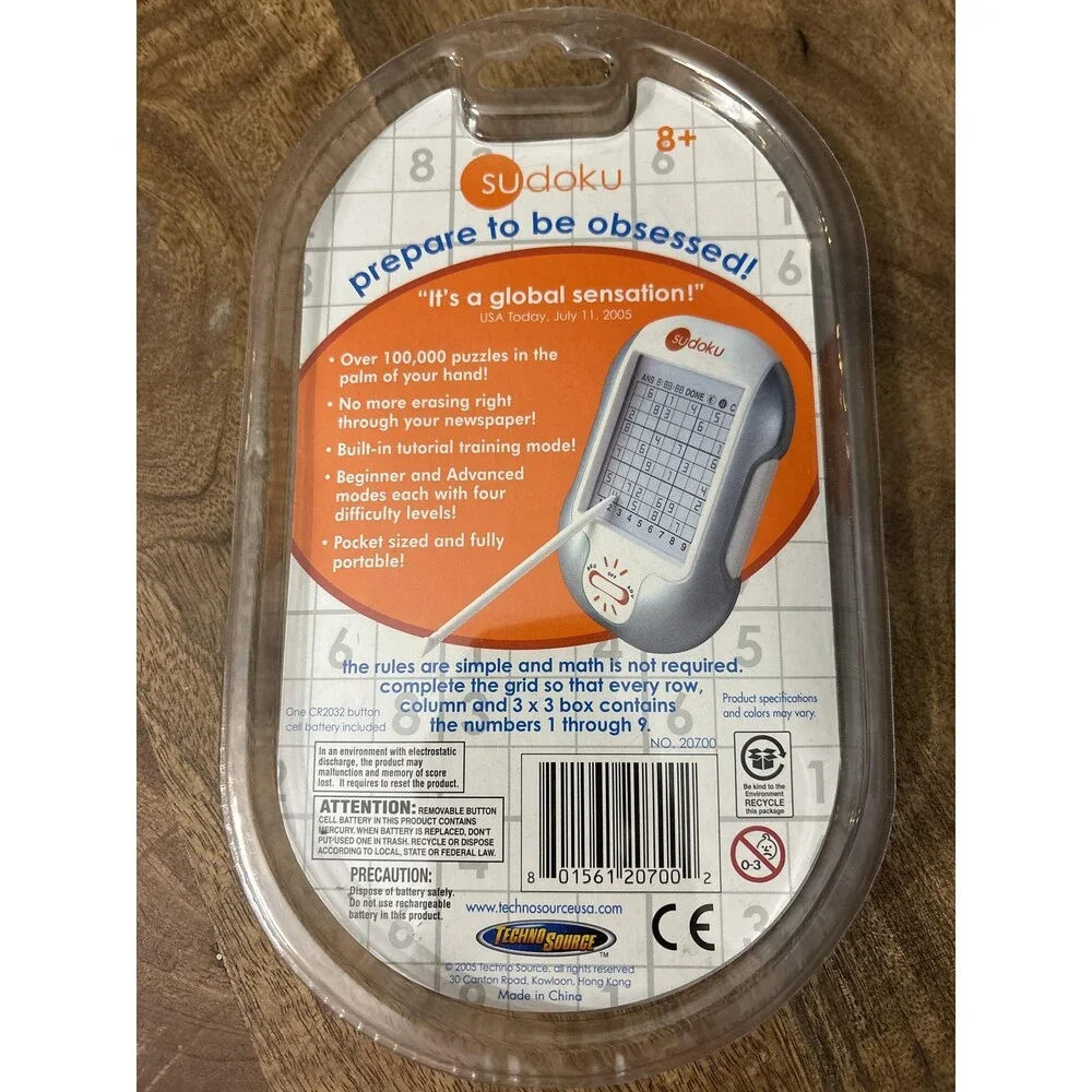 Techno Source Sudoku Handheld Electronic Game Ages 8+ 100000 Puzzles New Sealed